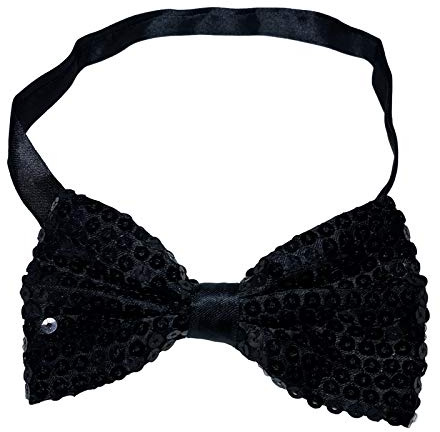 NiceYnn 1Pc Nœud Papillon Noué Réglable Formel Satin Paillette Plusieurs Couleurs pour Homme Enfant Mariage Fête Costume Carnaval Halloween Paillette Noir