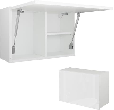 PLATAN ROOM Bathroom Cabinet 60/80/120 Wide Bathroom Furniture Bathroom Folding Wall Cabinet High Gloss Matt White (White Matt/White High Gloss, 60 x 40 x 25)