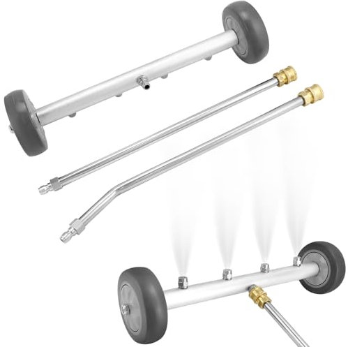 QWORK® Auto Hochdruck Unterbodenreiniger, Unterboden Auto hochdruckreiniger, Wasserbesen mit 2 Stück Verlängerungsstab, 4000 PSI