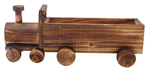 Sluffs Cartoon Train Shape Wooden Flower Pot Cart, Wheelbarrow Flower Pot Planter for Indoor, Heavy Duty Rustic Large Garden Ornaments for Indoor Outdoor, Garden Yard Patio