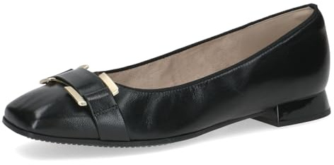 Caprice Damen Ballerinas aus Leder Kleiner Absatz, Schwarz (Black Nappa), 42 EU