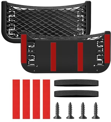 Udbrud Rete Portaoggetti Auto, Organizer da Bagagliaio Tasca a Rete Multifunzionale Borsa a Maglie Universale Autoadesiva per Camper, Sedile, Groceries, Utensili Barche, Casa