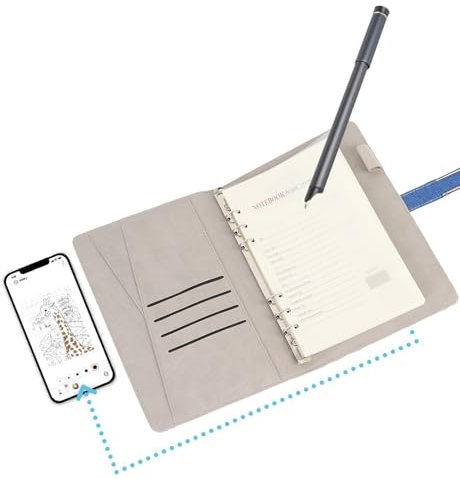 Pyhodi Digital Smart Pen Notebook -Set, 5.0 SmartPen Wiederverwendbares Digitales Notizbuch mit Echtzeit -Synchronisierungs -Texterkennung für Studenten Kreative Profis (BLUE)