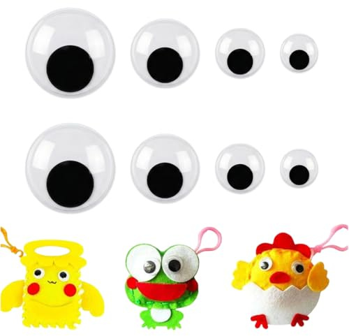 CATZUM 8 Pezzi Occhi Mobili Giocattolo Autoadesivi per Fai da te Scrapbooking Accessori, Occhietti Adesivi per Lavoretti, Occhi Adesivi, Occhi per Pupazzi (40mm, 50mm, 70mm, 100mm)