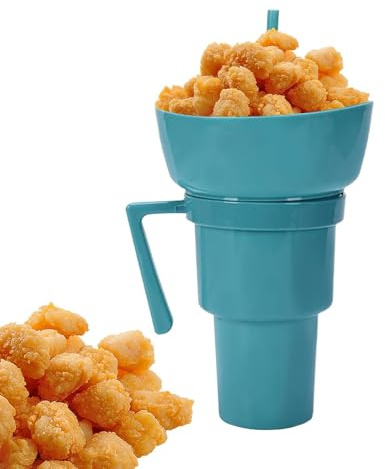 Combo de vasos para aperitivos y bebidas, material de polipropileno de 11.4 pulgadas, botella de vaso reutilizable, taza a prueba de derrames para niños, asiento de coche, cine, hogar, cine, mesita de