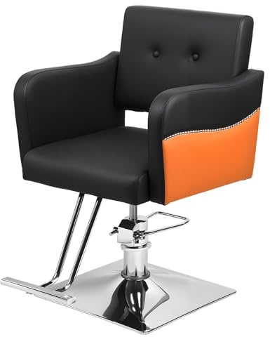 SwiftPath Poltrona da parrucchiere idraulica, sedia girevole professionale in altezza regolabile con pompa idraulica, poltrona da parrucchiere ergonomica in similpelle per saloni di parrucchiere (nero