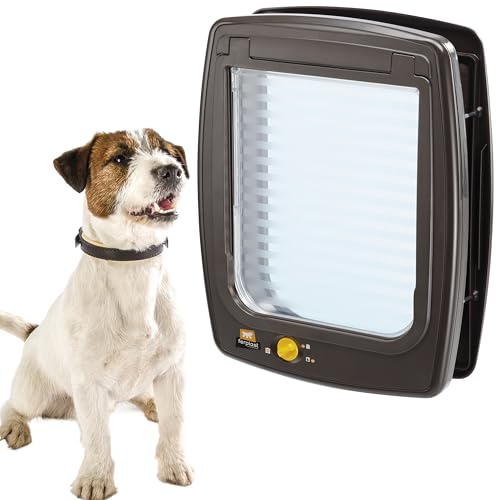 Ferplast Hundeklappe mittelgroße hunde, Katzenklappe, Haustiertür 4-wege steuerbarer Ein- und Ausgang, mit Schutz vor Zugluft, Kompletter Tunnel, SWING 11 Hundetür Haustierklappe, Braun