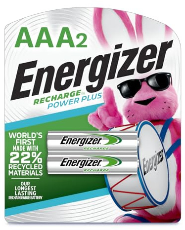 Energizer Power Plus Rechargeable AAA Batteries (2 Pack), 800mAh Triple A Batteries