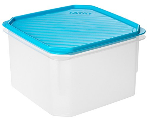 Tatay Tupper Hermético 2,9L Top Flex | Tapa a Presión | Recipientes Herméticos Para Alimentos | Apto Microondas, Lavavajillas, Nevera, Congelador | Plástico Libre de BPA | 18,5x18,5x12,2 cm, Azul