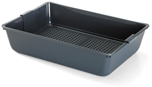 lettiera Gatto Chiusa - Savic Litter Tray - Grigio - Aperta - con setaccio - Design Pratico - Facile da Pulire - 29,5x41,5x10 cm