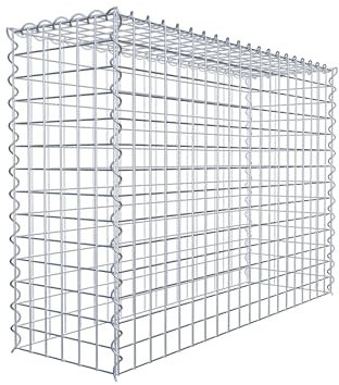 GABIONA Cesta para piedra (rectangular, malla de 5 x 5 cm, profundidad de 30 cm, cesta de cultivo tipo 3, cierre de espiral, galvanizada (100 x 70 x 30 cm)