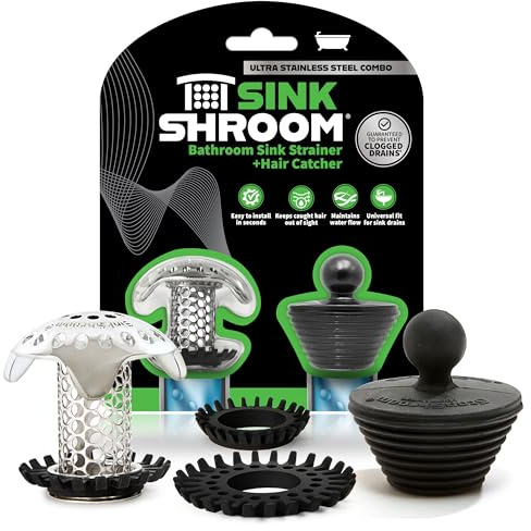 SinkShroom Ultra Revolutionary Bathroom Sink Drain Protector, Stainless Steel with Stopper