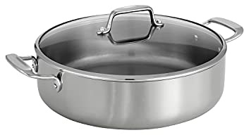 Tramontina Tri-Ply Clad Stainless Steel 6-Quart Braiser Pan with Glass Lid, Induction-Ready, Dishwasher-Safe, NSF-Certified