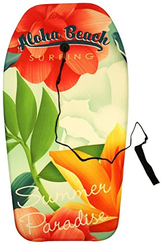 Rammento Bodyboard Surf Board Float Kinder/Erwachsene & Leash Plug (Blume) 84 cm