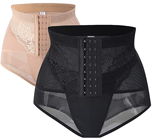 SUIUOI 2PCS Trossar gjutning,Hög midja Tränare Korsett Reduktion Shapewear Underkläder Body Shaper Underwear, Shapewear Shorts Lyft Gluteos Magkontroll,Byxor Buk Mage