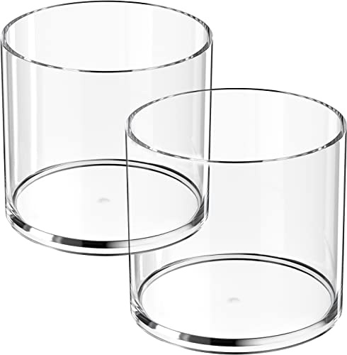 MaxGear Acrylic Pen Holder 2-Pack, Clear Round Makeup Brush Holder & Pencil Cup, Versatile Cylinder Container Organizer for Desk, Cosmetics, Toothbrush, Crayons, Utensils, Office & Stationery Supplies