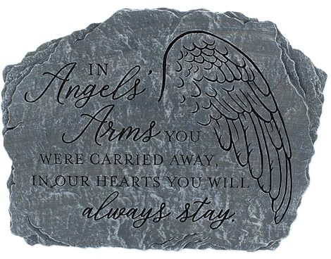 Carson Angels' Arms Memorial Garden Stone - Resin Hand Painted & Engraved Memorial Stones for Loved Ones Outside and Indoor - Sympathetic Memorial Gift for Funeral Guests, Grieving People & Home Decor