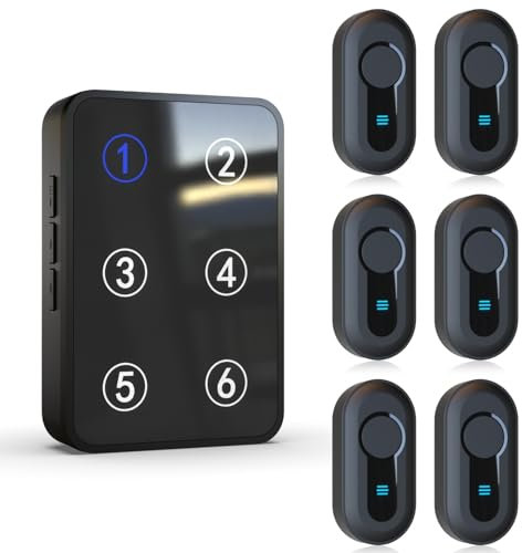 Wireless Caregiver Pager Call Button Nurse Call System 500Ft Range with LED Number Display for Elderly/Patient/Disabled at Home/Hospital/Clinic(6 Waterproof Call Button & 1 Receiver)