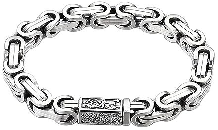 7mm Königskette Armband 925 Sterling Silber Byzantinische Kette Armband Gliederkette mit Drachen Druckknopf Verschluss für Herren 20cm