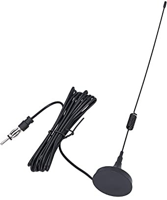 Antenne d'autoradio, FM AM Noire, Antenne de Voiture Facile à Installer, Mât Flexible, Réception de Signal Forte avec Base Magnétique pour Camping-car