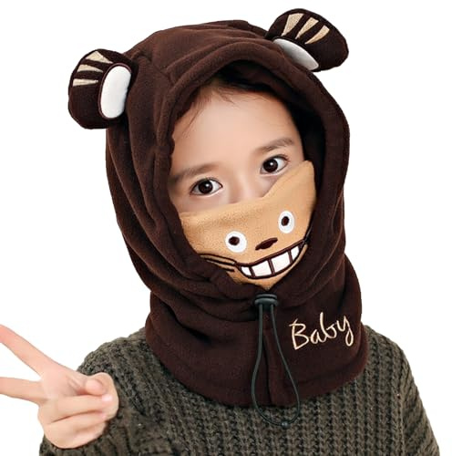 TAGVO Cagoule d'hiver pour Bébé Fille Garçon, Balaclava Casquette Polaire Mignon Animal, Thermique Bonnet Echarpe Hiver, Chaud Cache Oreilles Chapeaux Enfant Ski Snowboard pour Enfant 3 à 10