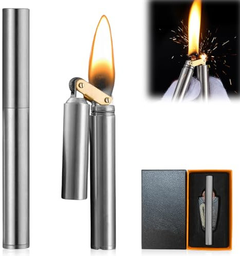 Vegena Antorcha vintage – Mechero de petróleo, resistente al viento, encendedor de queroseno Nunchaku, plegable y portátil, con caja de regalo