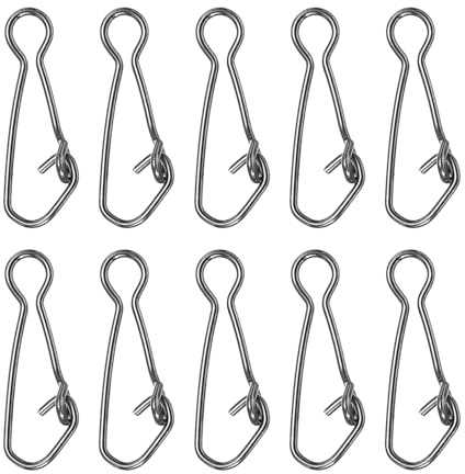 PATIKIL Broches de Pesca de Alta Resistencia 150 Unidades 41 Libras Conectores de Acero Inoxidable para Línea de Pesca Clips Giratorios de Cambio Rápido Negro