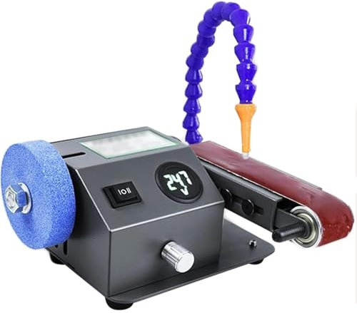 Lijadora De Banco Húmeda, Lijadora De Banda De Banco De Servicio Pesado, Mini Afilador De Cuchillos Eléctrico Con 10 Piezas De Bandas De Lijado, Ajuste De Velocidad De 0-13000 RPM, Para Pulir Metal