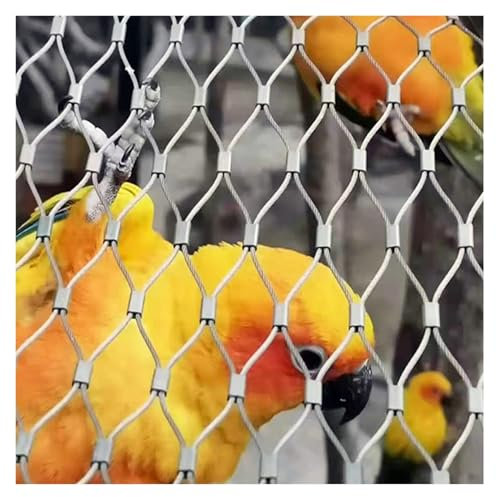 Papageien-Voliere Geländer und Edelstahl Netz, Vogel Seilnetz Aus Edelstahl 304 Wiederverwendbar Edelstahlnetz Absturzsicherung für Zaun, Garten, BAU und Tierschutzgitter(5x5ft(1.5 x1.5 m))