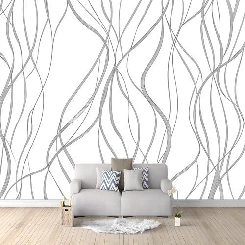 Murales Papel Pintado Salon Minimalismo Líneas 300 x 210 cm Fotomurale 3D Tejido No Tejido Papel Tapiz Fotográfico Decorativos Murales Dormitorio Oficina Hotel