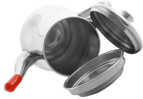 Cabilock Olla de Aceite de Acero Inoxidable 250ml Colador Filtro Antigoteo Contenedor de Aceite de Cocina para Hogar y Restaurante