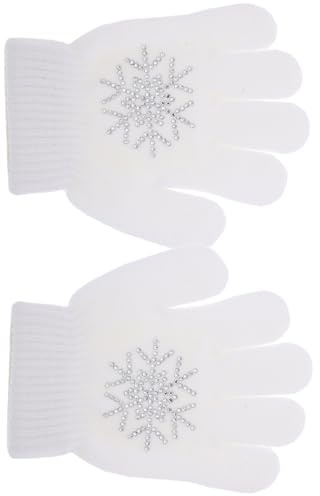 ANDRESLAD Rhinestone Anti-Slip Skating Gloves for, Thickened Knit Winter Ice Skating Protective Gear Snowflake Grip for Competition and Practice