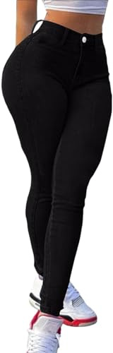 Genérico Pantalon Vaquero Mujer,Pantalones Colombianos, Jeans Colombianos, Jeans Ajustados elásticos con realce de glúteos, Jeggings de Cintura Alta Vestidos Talla Grande (Black, S)