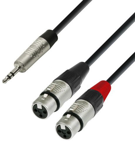 Adam Hall Cables 4 STAR YWFF 0180 - Câble Audio REAN Mini-Jack 3,5 mm stéréo vers 2 x XLR femelle 1,8 m