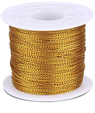 G2PLUS 100m Gold Metallic Schnur, 1mm Gold Kordel Bindfaden DIY Bastelschnur, Verpackungsschnur für Geschenkpapier, Dekoration, Handwerk