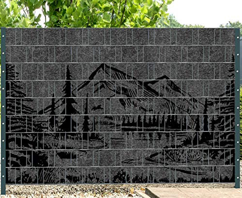 PerfectHD Zaunsichtschutz - Sichtschutz mit Motiv - Florenz Forest 1 - Sichtschutzstreifen für Doppelstabmattenzaun - 9 Streifen - 19 cm breit - 24 Varianten