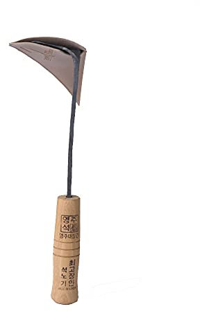 YOUNGJU HOMI Small Size Premium Quality Hand Plow Hoe with Safety Cover for Easy Gardening, Weeding and Farming Made by Korean Master Blacksmith (Small)