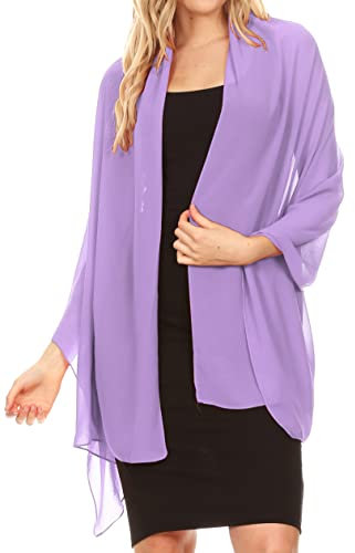 Sakkas Jona Kvinnor Mjuk Ren Chiffong Brud Bröllop Kväll Scarf Sjal, Lila, 177.8*73.6 cm