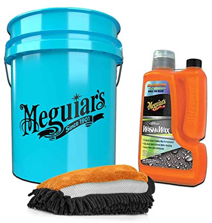 detailmate Auto Wasch- und Wachs Set mit Meguiars Hybrid Ceramic Wash&Wax 1660ml + detailmate 3in1 Waschhandschuh + Meguiars Wascheimer