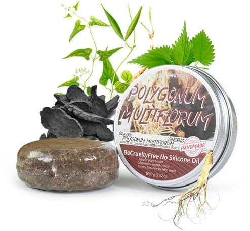 SALUCIA Bio-Polygonum Multiflorum-Seife für Graues Haar, Repariert Trockenes Haar, Reduziert Haarausfall, 1.92 fl oz