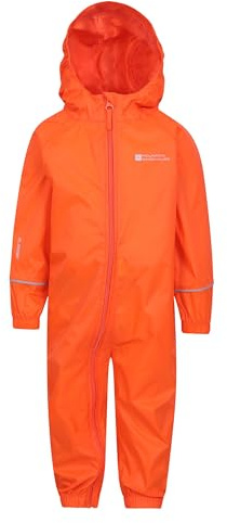 Mountain Warehouse Kids Waterproof Rain Suit - Toddler High Vis, Breathable Hooded Coverall Rain Suit, One Piece Jumpsuit, Taped Seams - Spring Summer Orange Baby Size 6-9 Months
