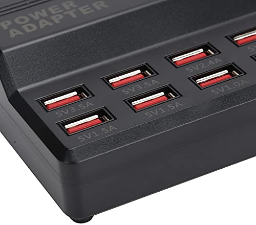 USB Laddare, 5V 12A 10 Portar USB Hub Laddningsstation USB Snabbladdare Power Hub Strip Plug Dock Block för Telefon Tablet MP3 MP4 DV