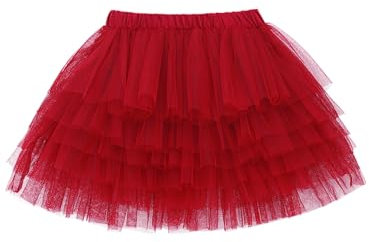 Camilife Kinder Mädchen Tuturock Kuchenrock Tütürock Stufenrock Prinzessinrock Minirock Ballett Tutu mit Elastischer Bund Kostüm Basic - Bordeaux Herstellergr. 130