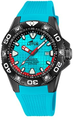 Lotus Herren Analog Uhr Kautschuk Blau - Quarz - Kalender - Saphirglas - 20 ATM Wasserdicht 18928/1 Special Prices