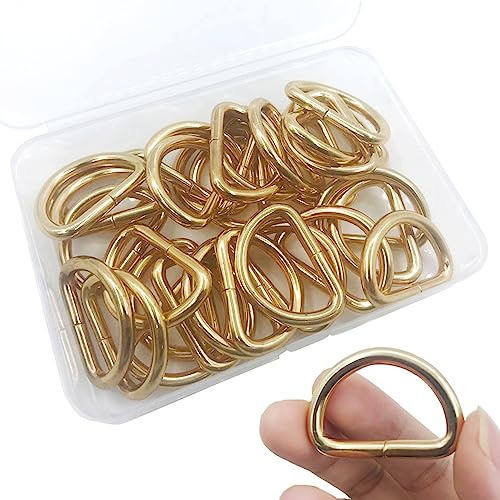Eyksta 30 st Handväskringar metall D-ringar ringar för väskor, ryggsäck, bagageväska, husdjurshalsband, 25 mm, guld