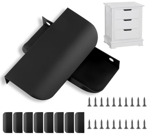 Hopton 10 Stück Schubladengriffe Schwarz, Schrankgriffe mit Schrauben, Versteckter, Schubladen Griffe, Möbelgriffe, Küchenschrank Griffe, Schranktürgriffe für Schublade, Küchenschrank, Möbel