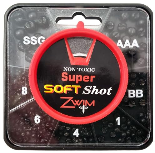 Zwim - Box Shot 7 Division Split Shot Fishing Weights - AAA BB SSG No.1 No.4 No.6 No.8 For Carp and Coarse Angling - Made From Soft Metal Alloy [40-7DIV]