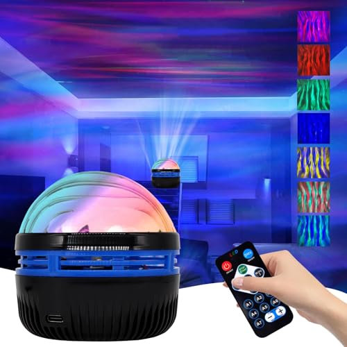 2 in 1 Northern Lights and Ocean Wave Projector, LED luce notturna a LED, proiettore cielo stellato con telecomando e 6 effetti di luce, per camera da letto, feste, decorazione [classe energetica A]