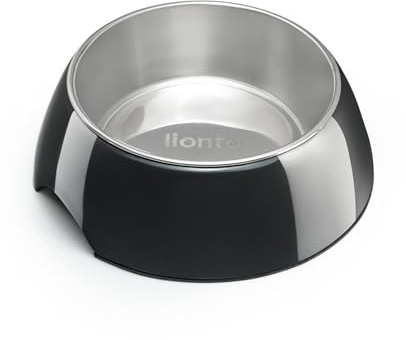 lionto Futternapf aus Melamin mit Anti-Rutsch Boden, herausnehmbarer 940 ml Napf aus robustem & geruchsneutralem Edelstahl, leicht zu reinigen, ergonomisches Design, für Hunde & Katzen, schwarz