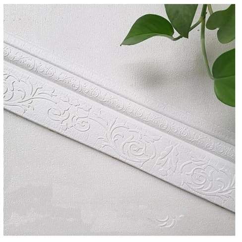 FEFEF Borde de Pared Autoadhesivo, Borde de Pared 3D, zócalo de Espuma, líneas de Pared, Borde de Papel Tapiz Autoadhesivo, Borde de zócalo, 10 cm de Ancho, 2,3 m de Largo,(White)
